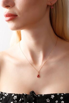 گردنبند نقره صورتی زنانه 925 عیار Sunsedra - کد 843263482