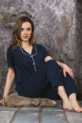 ست لباس راحتی سرمه ای زنانه ساده Sude HOMEWEAR - کد 816936857