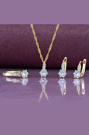 ست نقره طلائی زنانه زیرکن Else Silver - کد 49316447