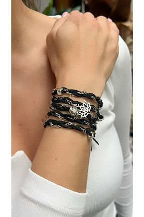 دستبند جواهر مشکی زنانه روکش نقره Kutcha Accessories - کد 315998624