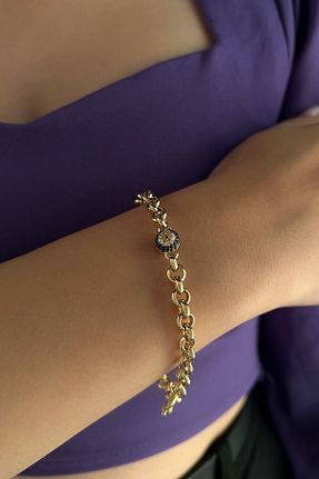 دستبند طلا زرد زنانه 14 عیار Fiyonk Kuyumculuk - کد 818685027