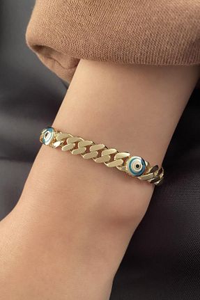 دستبند طلا زرد زنانه 14 عیار Fiyonk Kuyumculuk - کد 167865625