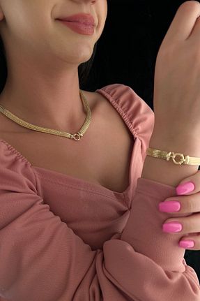 ست طلا زرد زنانه زیرکن Fiyonk Kuyumculuk - کد 700617357