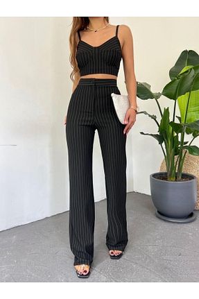 ست بالاتنه و پائین تنه مشکی زنانه بافتنی egs fashion - کد 734113451