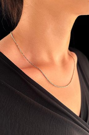 گردنبند طلا سفید زنانه 14 عیار Fiyonk Kuyumculuk - کد 847784953