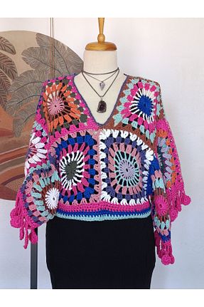 پلیور رنگی زنانه هندسی Hippybutik - کد 834713978