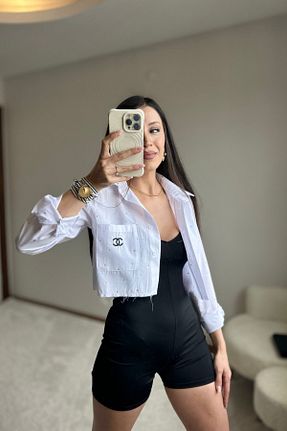 پیراهن سفید زنانه کراپ MoyStore - کد 845262181