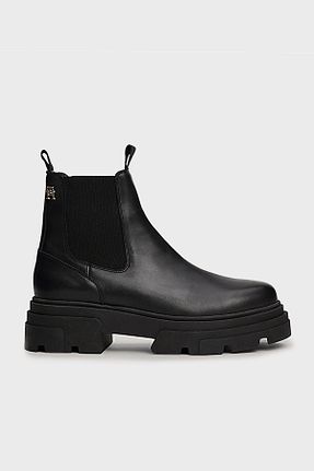 بوت / نیم بوت مشکی زنانه چرم خالص Tommy Hilfiger - کد 855656052