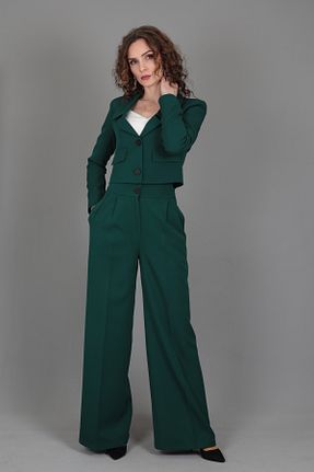 کت و شلوار سبز زنانه یقه کتی ÖNDER ÖZSOY - کد 241314035