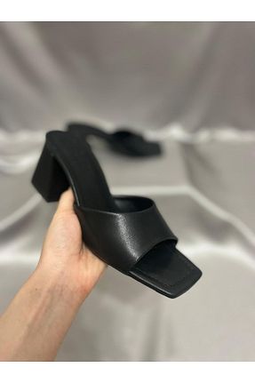 دمپائی مشکی زنانه چرم مصنوعی shoezy - کد 855712505