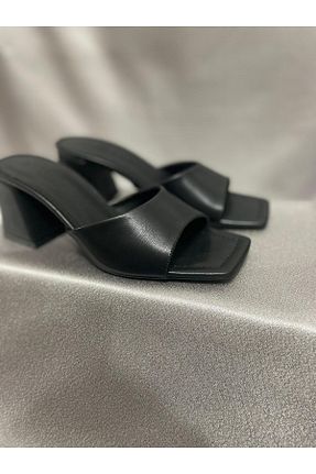 دمپائی مشکی زنانه چرم مصنوعی shoezy - کد 855712505