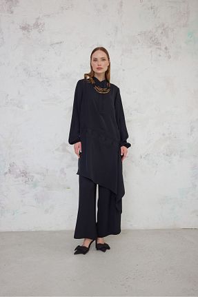 ست بالاتنه و پائین تنه مشکی زنانه بافتنی MAQ DESIGN - کد 855733420