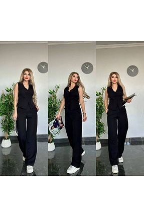 ست بالاتنه و پائین تنه مشکی زنانه بافتنی Butik - کد 811789849