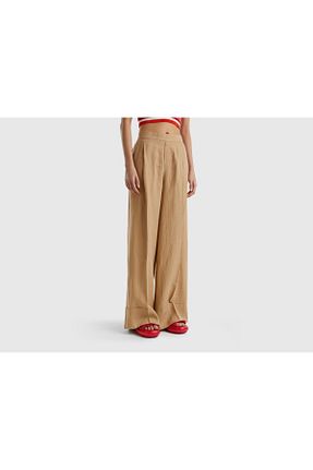 شلوار قهوه ای زنانه کتان United Colors of Benetton - کد 736040419