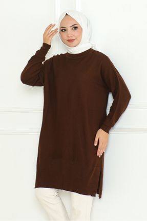 تونیک حجاب قهوه ای زنانه پنبه ای Bestenur - کد 855235214