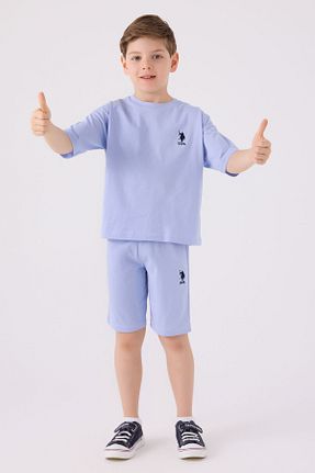 ست بالاتنه و پائین تنه آبی بچه گانه بافت U.S. Polo Assn. - کد 855740118