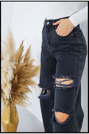 شلوار جین مشکی زنانه پاچه لوله تفنگی BİENAL BUTİK - کد 105007748