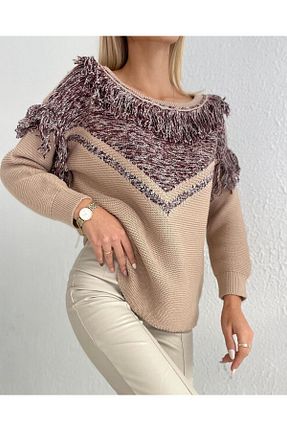 پلیور بژ زنانه طرح دار SHUGAA - کد 855594227