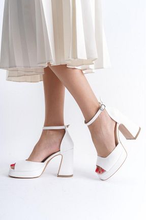 کفش مجلسی سفید زنانه پاشنه پلتفرم İZCE MODA - کد 854024154