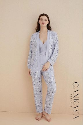 ست لباس راحتی طوسی زنانه طرح دار Butik - کد 836123767