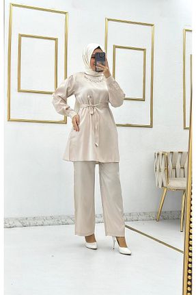 ست بالاتنه و پائین تنه حجاب بژ زنانه رگولار Moda Krash - کد 814296197