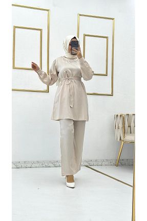 ست بالاتنه و پائین تنه حجاب بژ زنانه رگولار Moda Krash - کد 814296197