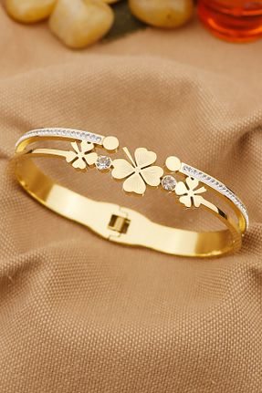 دستبند استیل (فولاد) طلائی زنانه استیل (فولاد) Keyifli Hayaller - کد 855651628