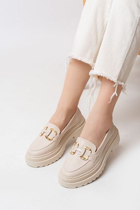 کفش لوفر بژ زنانه چرم مصنوعی MASSOLE - کد 855650849