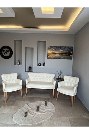 ست مبلمان چای خوری بژ Azra Mobilya - کد 640758204