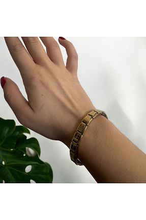 دستبند استیل (فولاد) طلائی زنانه استیل (فولاد) ABAKSESUAR - کد 848051777