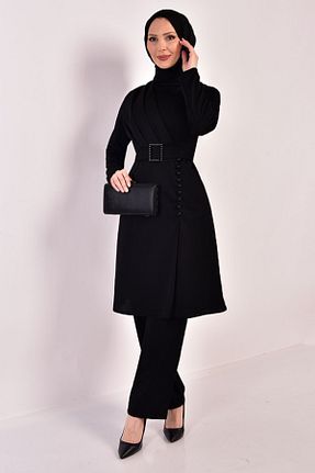 ست بالاتنه و پائین تنه حجاب مشکی زنانه رگولار Ayşe Melek - کد 831450407