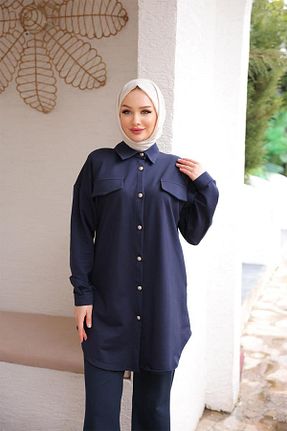 ست بالاتنه و پائین تنه حجاب سرمه ای زنانه Relaxed BURCU TESETTÜR - کد 816727914