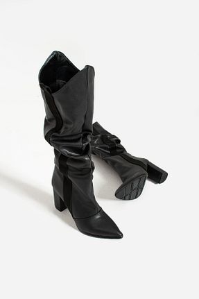 چکمه مشکی زنانه پاشنه متوسط (5-9 سانتی متر) Gökçe Shoes - کد 855713876