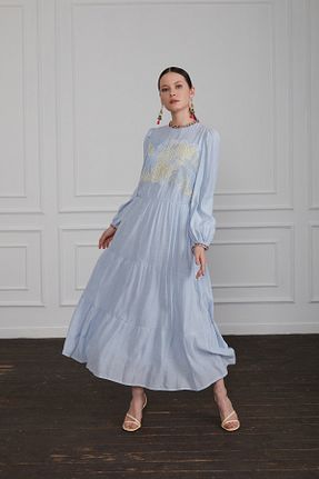 لباس آبی زنانه بافتنی MAQ DESIGN - کد 855705433