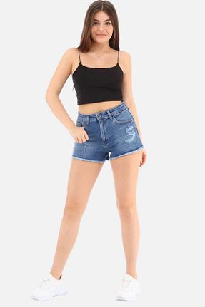 شلوارک و برمودا آبی زنانه فاق بلند Moda stone - کد 855762000