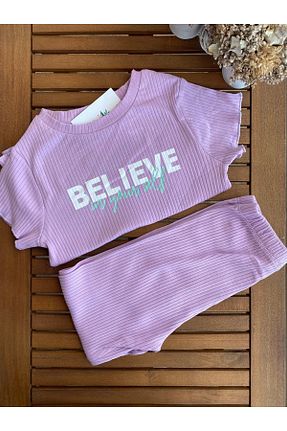 ست بالاتنه و پائین تنه بنفش بچه گانه بافتنی Baby - کد 817361114