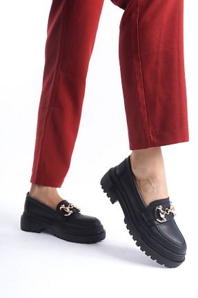 کفش لوفر مشکی زنانه چرم مصنوعی Moda Değirmeni - کد 855799864