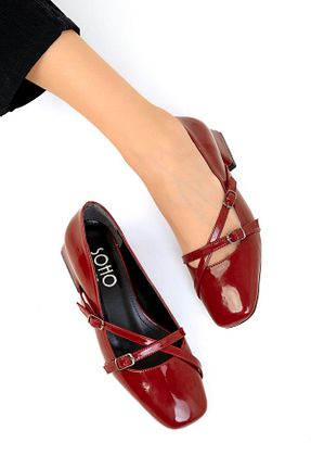 کفش پاشنه بلند کلاسیک زرشکی زنانه چرم مصنوعی SOHO - کد 852964825