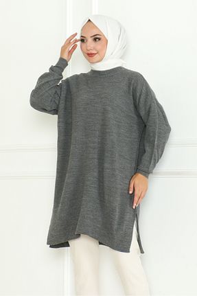 تونیک حجاب طوسی زنانه پنبه ای Bestenur - کد 855235209