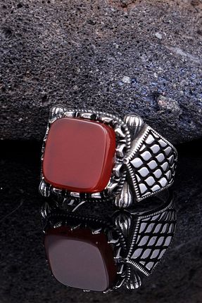 انگشتر نقره مردانه عقیق ipek silver - کد 658734182