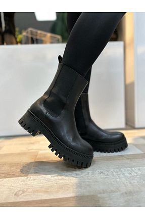 بوت / نیم بوت مشکی زنانه چرم مصنوعی Hermones - کد 795459504