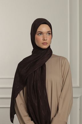 شال قهوه ای زنانه ابریشم MAQ DESIGN - کد 855531653