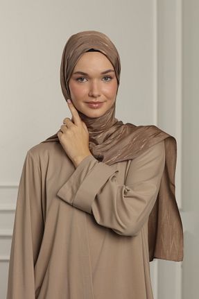 شال قهوه ای زنانه ابریشم MAQ DESIGN - کد 855530842