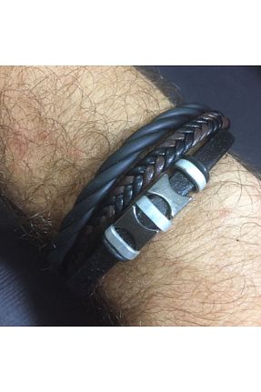 دستبند جواهر مشکی مردانه چرم enyatakı - کد 855529428