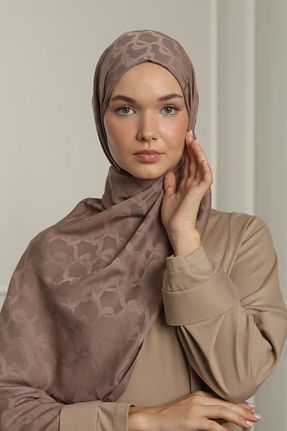 شال قهوه ای زنانه پنبه ای MAQ DESIGN - کد 855545434