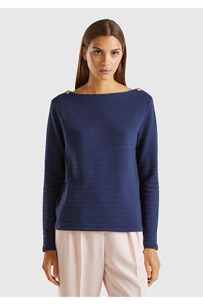 سوئیشرت سرمه ای زنانه ساده United Colors of Benetton - کد 855558703