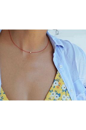 گردنبند جواهر قرمز زنانه چرم Black Beads Accessory - کد 145028569