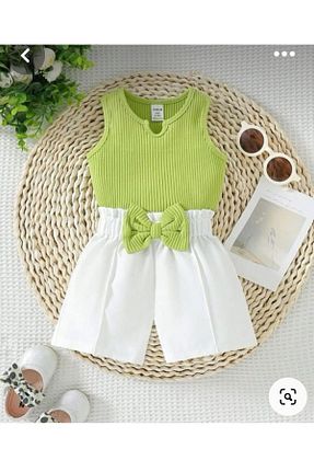 ست بالاتنه و پائین تنه سبز بچه گانه بافت ARYA MİLA KİDS - کد 837709088