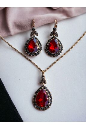 ست جواهر قرمز زنانه فلزی FAYRA ACCESSORIES - کد 855593148