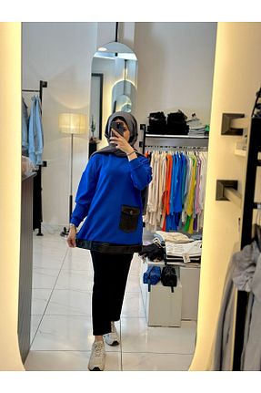 تونیک آبی زنانه بافتنی LOREEN FASHİON - کد 855607693